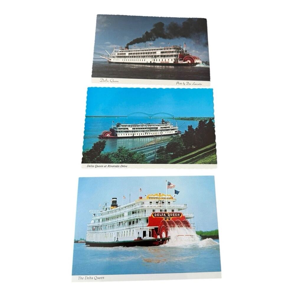 Delta Queen Postcards (3) Riverboat Unposted Sternwheeler Tourist Souvenir NOS